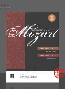 莫扎特 女人心K588 两支长笛 维也纳UE原版乐谱书 Mozart Cosi fan tutte for 2 flutes UE35245