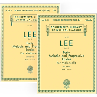 塞巴斯蒂安李 40首大提琴旋律进阶练习曲 Op31 全套共一至二卷 希尔默原版 Lee Forty Melodic and Progressive Etudes Cello