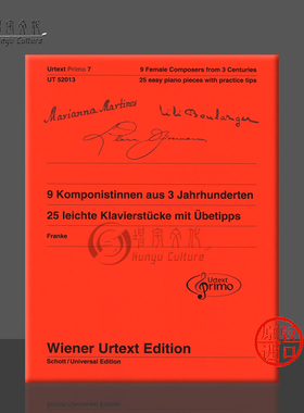 三个世纪九位作曲家作品 钢琴 维也纳UE原版乐谱书 9 Female Composers from 3 Centuries piano pieces UT52013