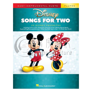 迪士尼二重奏 23首热门歌曲 两支长笛 海伦德原版进口乐谱书 various Disney Songs for Two for Flute Duets HL00284643