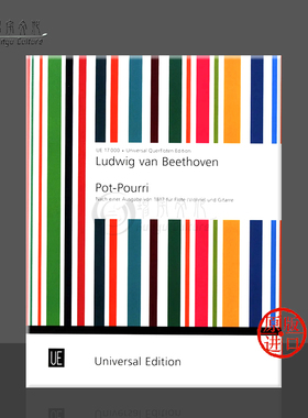 贝多芬 知名作品合集 长笛或小提琴和吉他 维也纳UE原版乐谱书 Beethoven Pot Pourri for flute and guitar UE17000