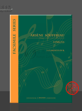 阿塞纳 苏弗里亚 5首作品 两支降B调单簧管 手稿影印件 UMMP原版乐谱书 Arsene Souffriau 5 Pieces 2 Bb Clarinets EJM224