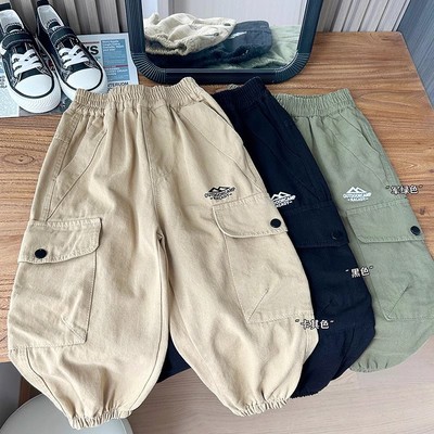 男童裤子2025新款男孩纯棉休闲裤洋气春秋装儿童工装裤宝宝长裤潮