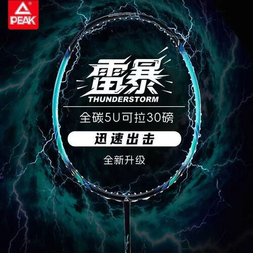 匹克雷暴羽毛球拍专业超轻耐打训练高磅超轻全碳素大学生5u单拍