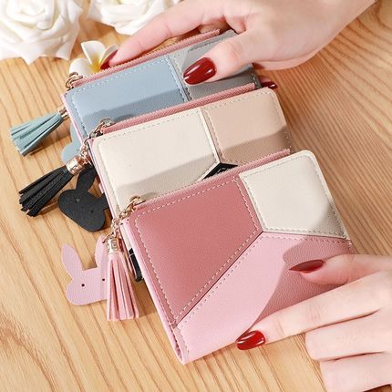 women wallets bag purse patchwork 23 short lady zip tassel