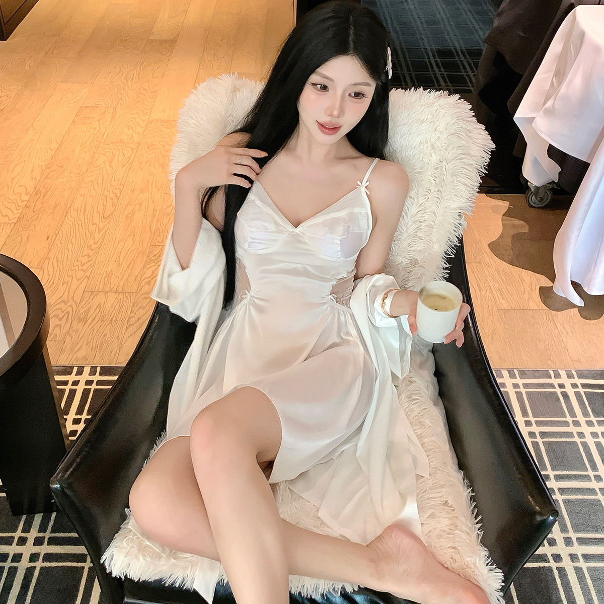 春夏新款睡衣甜美蝴蝶结可爱吊带