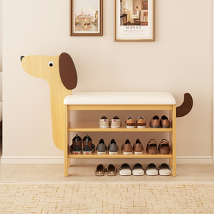 实木换鞋凳鞋架简易入户进门口穿鞋凳子一体可坐家用多层收纳鞋柜