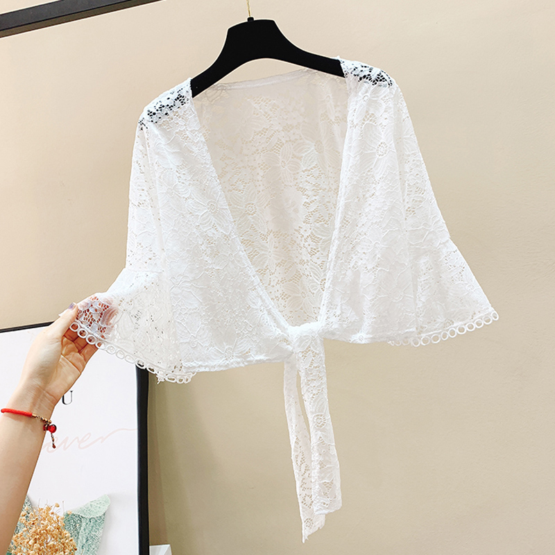 蕾丝小披肩女夏季外搭配吊带裙子小外套短款百搭簿款防晒开衫小坎