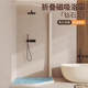磁吸浴帘套装 免打孔化妆室钻石型折叠浴室隔断挂帘防霉加厚防水布