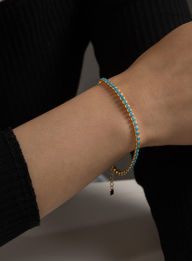 ana luisa2026欧美新款S925纯银蓝松包边手链微镶多排满钻手饰女