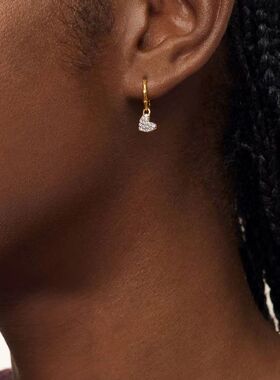 ana luisa欧美S925纯银镀金立体爱心耳环满钻设计轻奢高级感耳饰