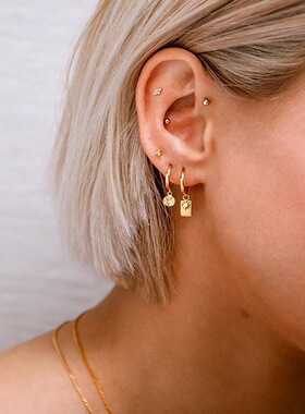 ana luisa欧美s925八角星八芒星镶钻耳圈耳扣耳坠复古耳饰耳环女