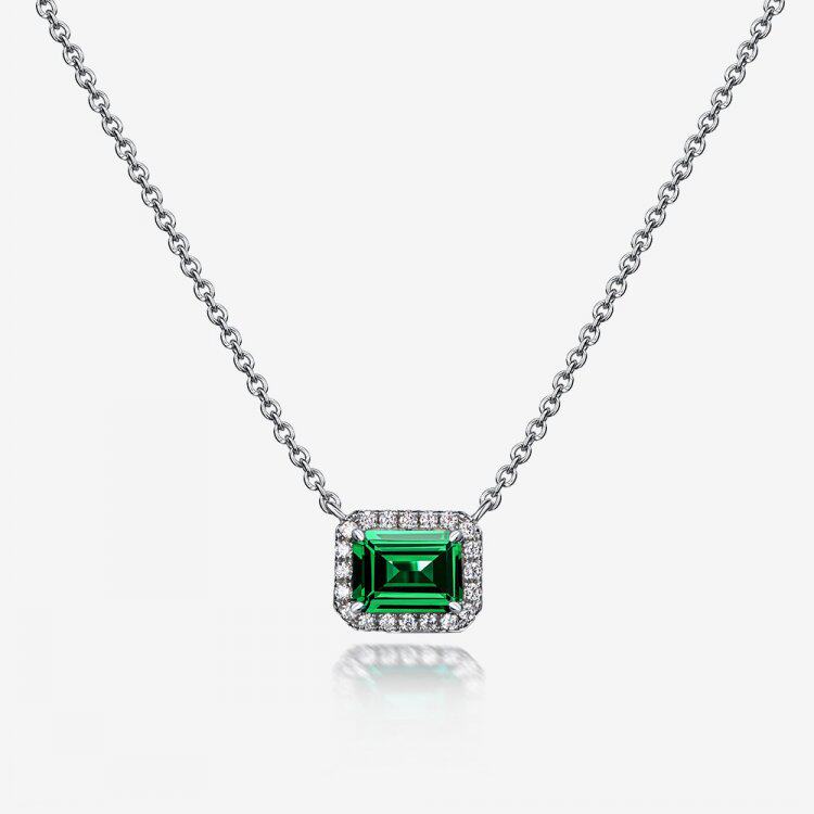 ana luisa欧美小众珠宝新款镶嵌培育祖母绿925纯银项链手饰品女