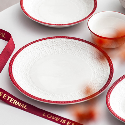 中古深盘复古瓷盘子陶瓷餐具菜盘鱼盘家用高盘子特别好看的深碟盘