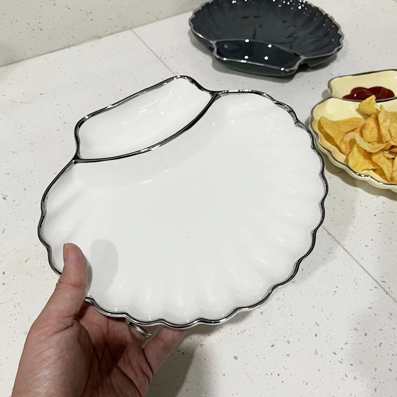 ins简约轻奢陶瓷蘸料饺子寿司锅贴薯条家用小吃点心蘸酱分格餐盘