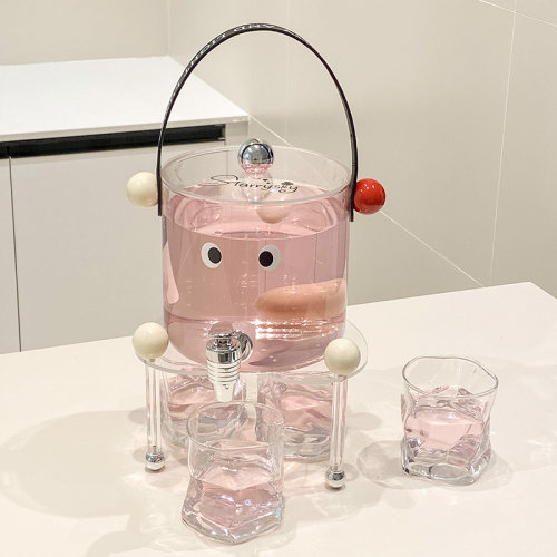 随沐可乐饮料桶可爱冷水壶家用大冷水壶冷水桶玻璃夏天水果茶桶