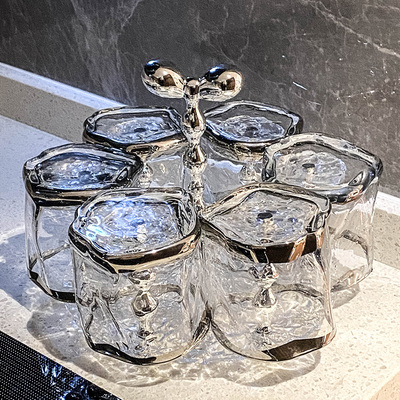 轻奢ins玻璃杯家用喝水杯待客茶杯马克杯倒挂沥水杯架置物架