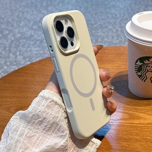 撞色液态硅胶苹果磁吸手机壳