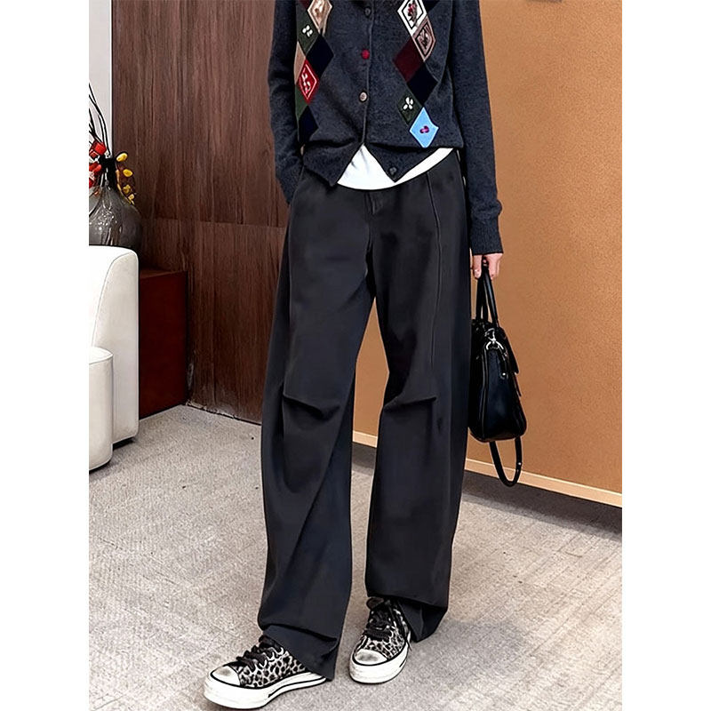 2026春季极简风黑色阔腿裤女宽松显瘦百搭高腰直筒休闲风牛仔裤,女装/女士精品,牛仔裤,淘宝优惠券,粉丝福利购,淘宝优惠卷