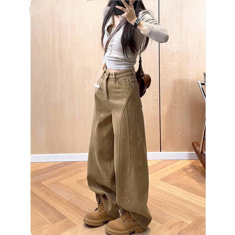 2025冬季美式复古弯刀牛仔裤女