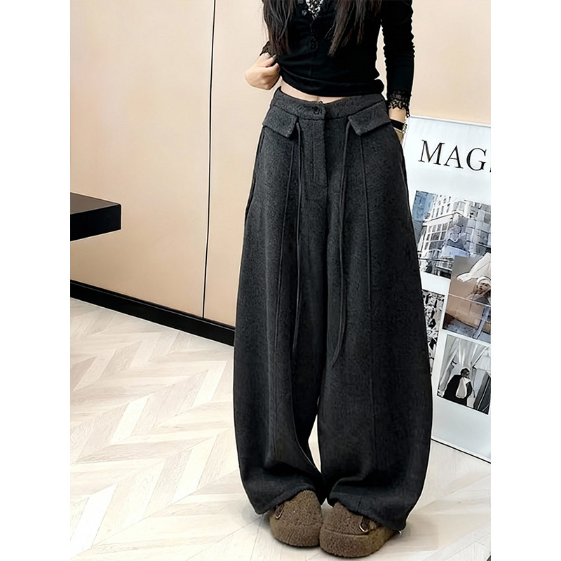 加绒保暖弯刀裤女2025冬季新款韩系复古垂感阔腿裤显瘦休闲气球裤,女装/女士精品,休闲裤,淘宝优惠券,粉丝福利购,淘宝优惠卷
