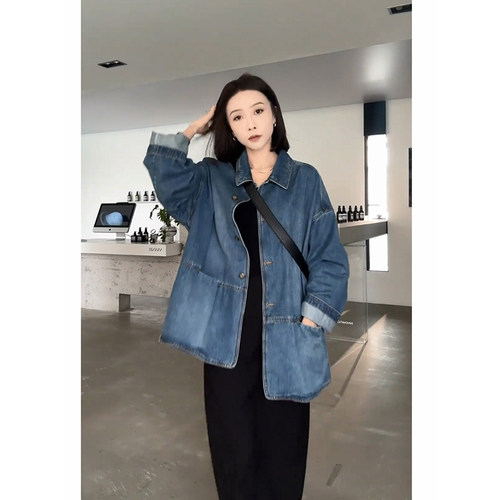 小众复古宽松休闲廓形牛仔外套女