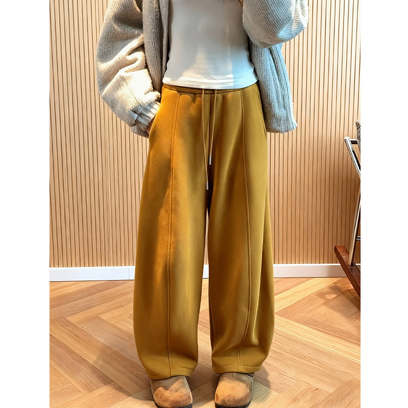 超好看显瘦橘色加绒加厚阔腿裤女2025冬季新款宽松显瘦阔腿休闲裤,女装/女士精品,休闲裤,淘宝优惠券,粉丝福利购,淘宝优惠卷