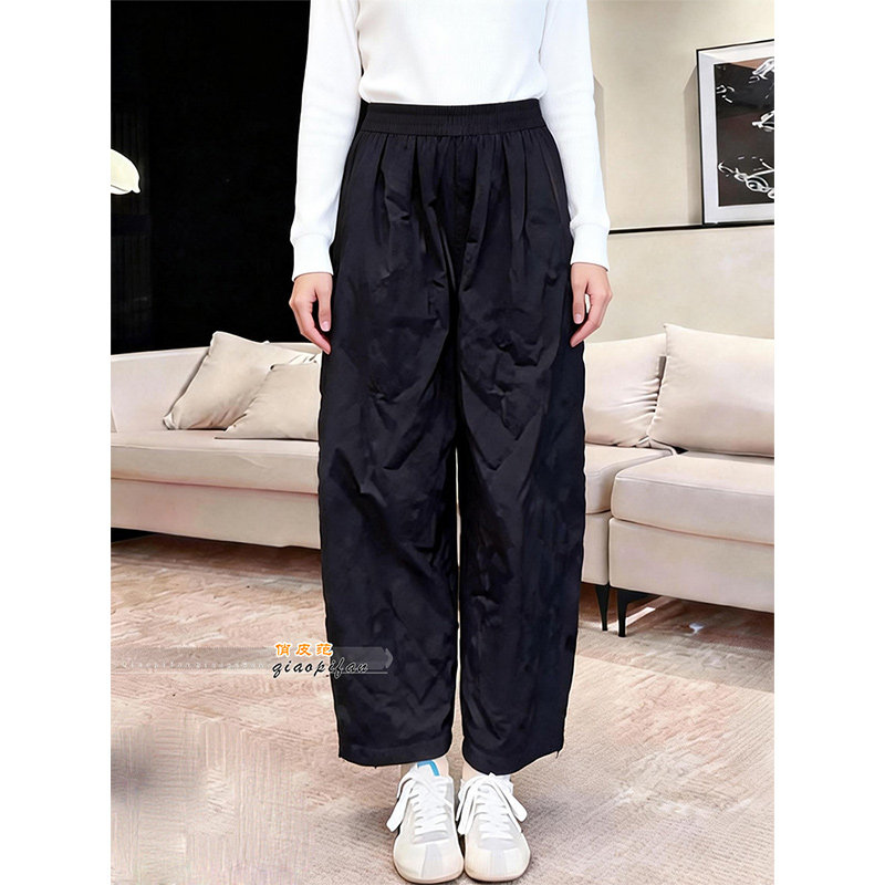 2026春季宽松高腰高级感菱形格夹棉休闲裤女黑色显瘦保暖九分裤,女装/女士精品,牛仔裤,淘宝优惠券,粉丝福利购,淘宝优惠卷