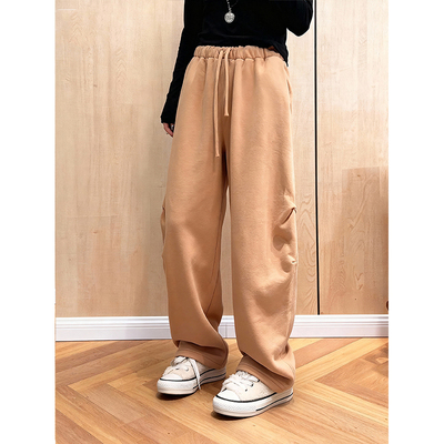 加绒加厚慵懒风高腰弯刀卫裤冬季