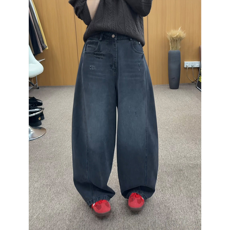 微胖大码休闲直筒茧型牛仔裤2026梨形身材宽松显瘦百搭复古阔腿裤,女装/女士精品,牛仔裤,淘宝优惠券,粉丝福利购,淘宝优惠卷