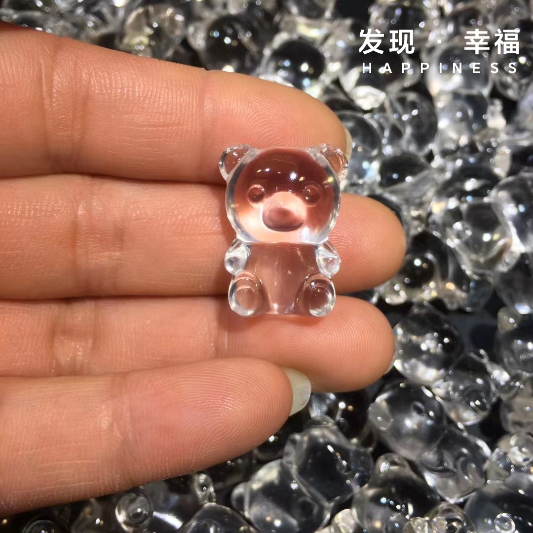 天然白水晶小熊吊坠锁骨链 可爱生动活泼 晶体透送女友闺蜜礼物
