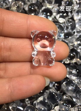 天然白水晶小熊吊坠锁骨链 可爱生动活泼 晶体透送女友闺蜜礼物