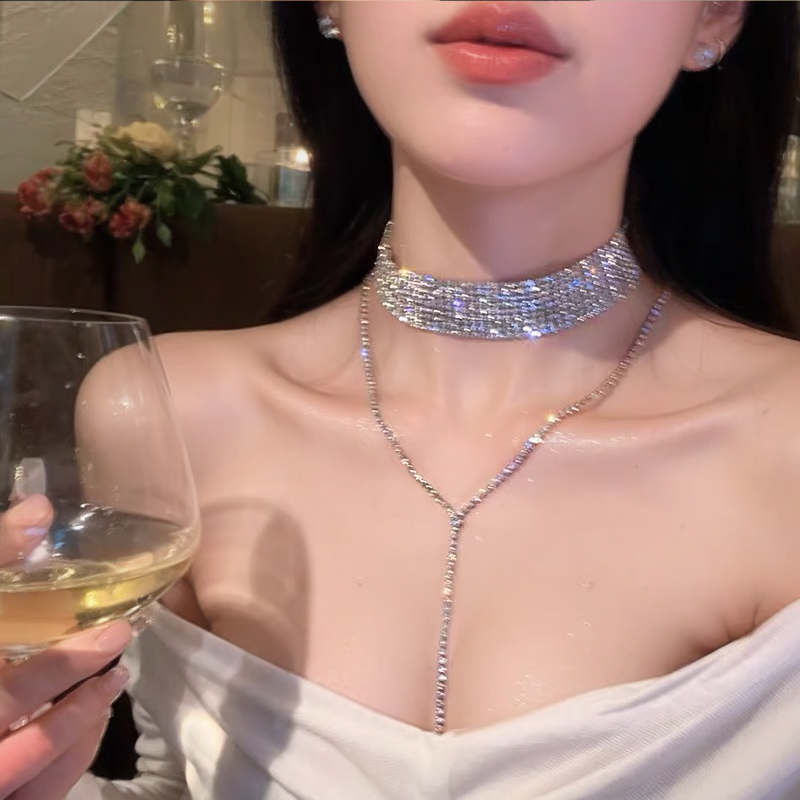 纯欲风满钻超闪项链女款锁骨链
