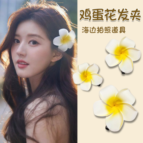 鸡蛋花发夹海边拍照花朵发卡