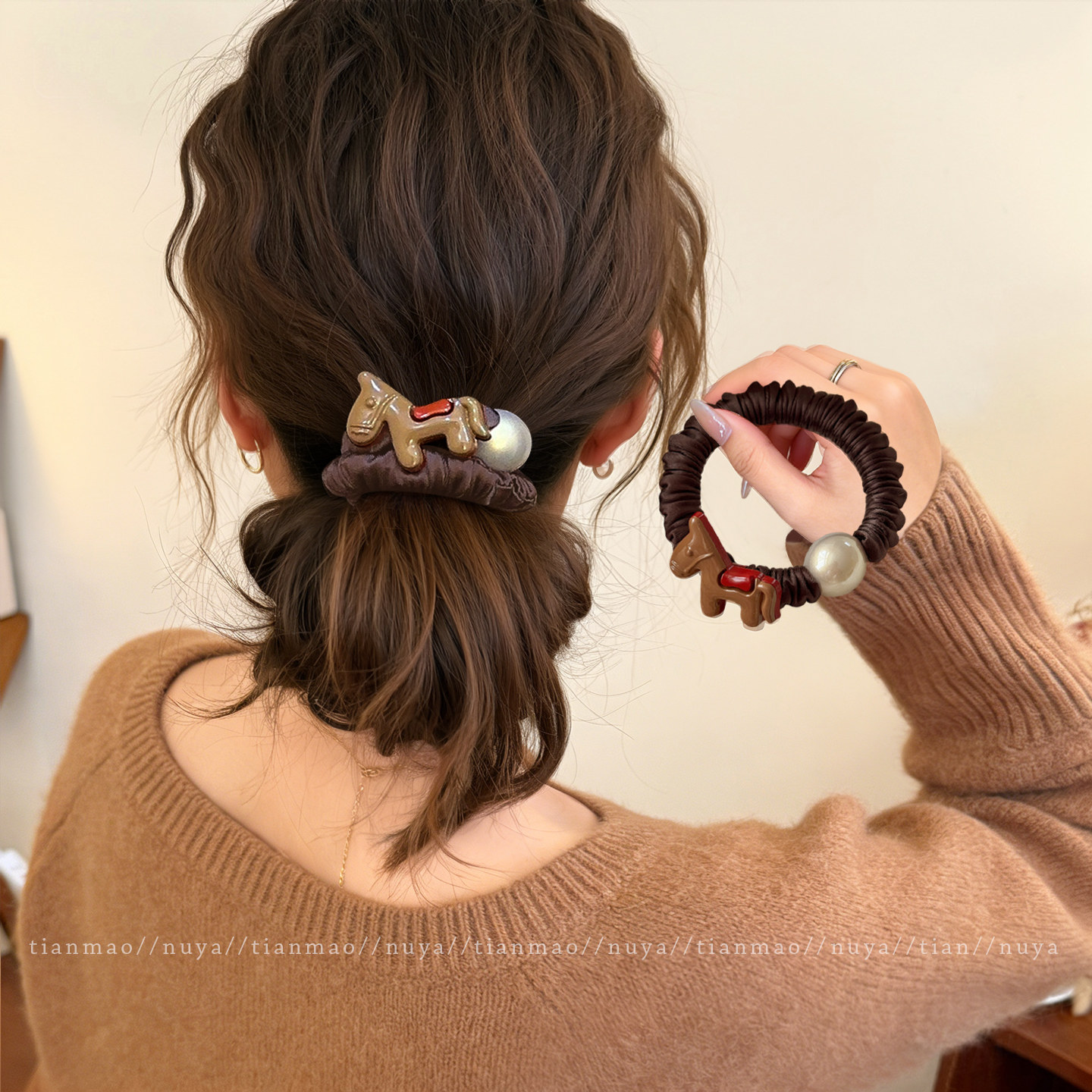 咖色缎面小马小肠发圈女高级感2026新款头绳丸子头发绳高弹力皮筋,饰品/流行首饰/时尚饰品新,发饰,淘宝优惠券,粉丝福利购,淘宝优惠卷