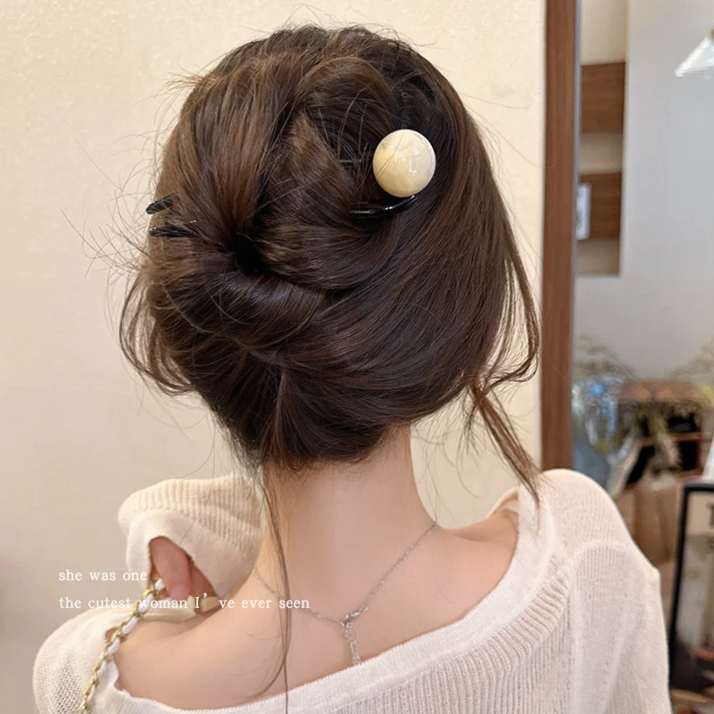 简约u型发簪丸子头盘发神器簪子