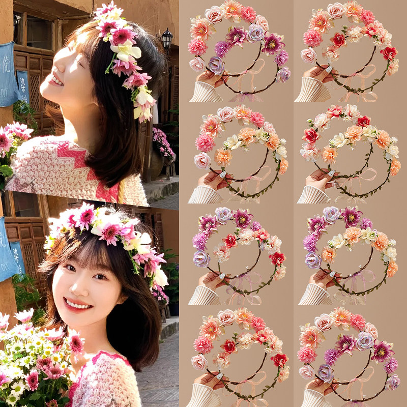 春夏森系彩色花环发箍女2026新款