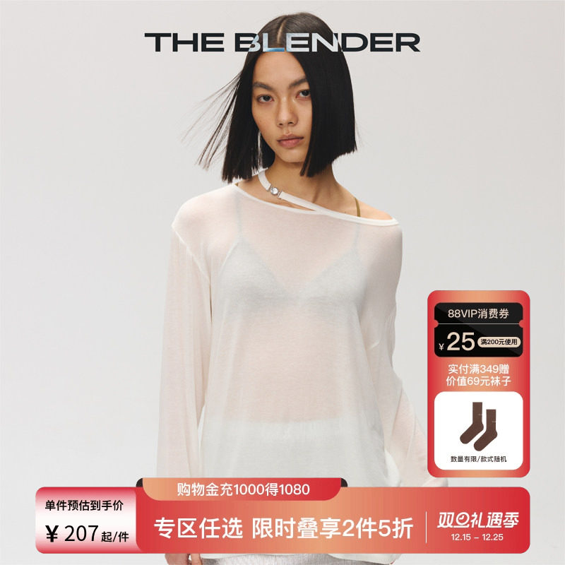 TheBlender宽松镂空设计长袖T恤