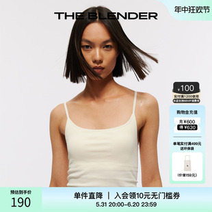 The 纯色罗纹带胸垫无缝针织白色黑色夏季 吊带上衣背心女 Blender