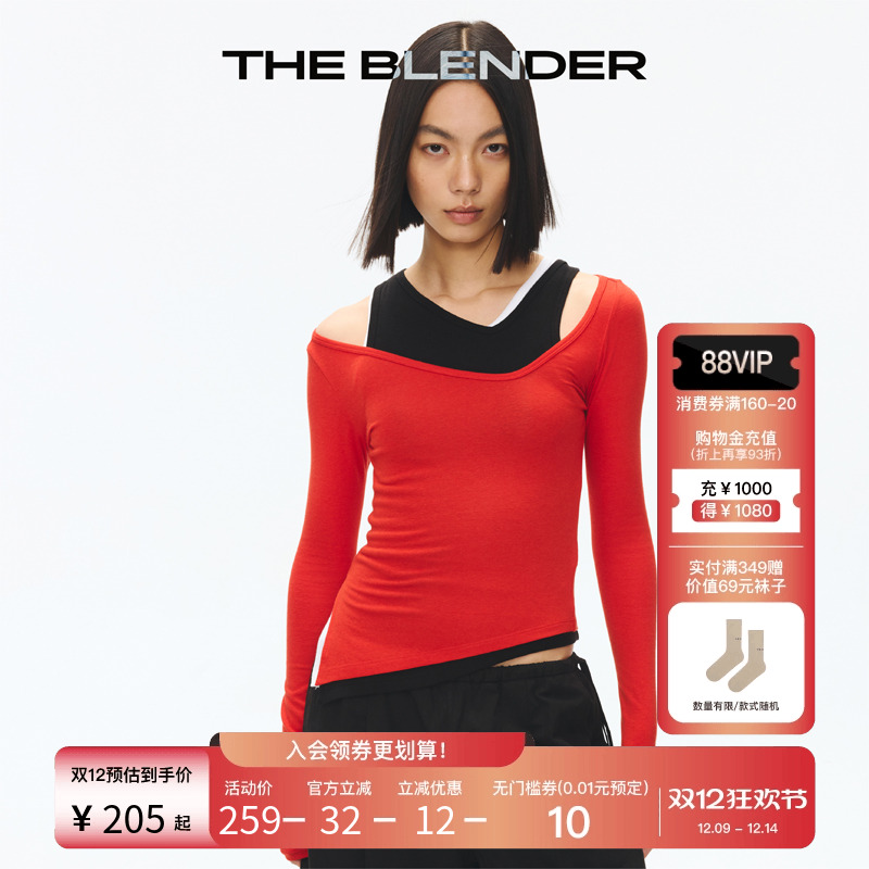 TheBlender修身不对称短袖叠穿