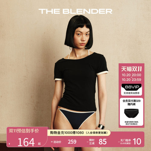 TheBlender撞色圆领修身短袖女