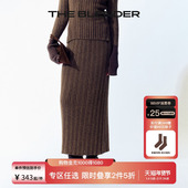 简约针织条纹后开叉半裙女套装 Blender时尚 2件5折 The