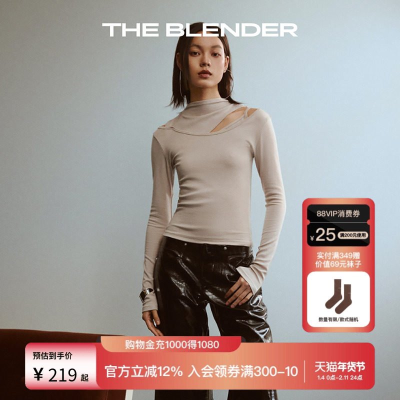 The Blender小高领无袖镂空修身背心保暖长袖叠穿打底衫女上衣,女士内衣/男士内衣/家居服,保暖上装,淘宝优惠券,粉丝福利购,淘宝优惠卷