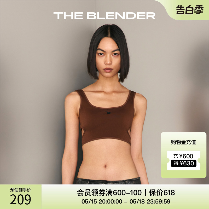 The Blender 美拉德logo方领春夏运动短款背心交叉绑带内衣可外穿 女士内衣/男士内衣/家居服 文胸 原图主图