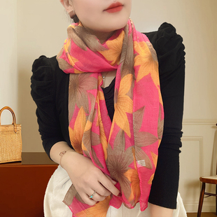 简约八角花气质新款洋气春夏季丝巾围巾女大尺寸沙滩巾配裙子披肩