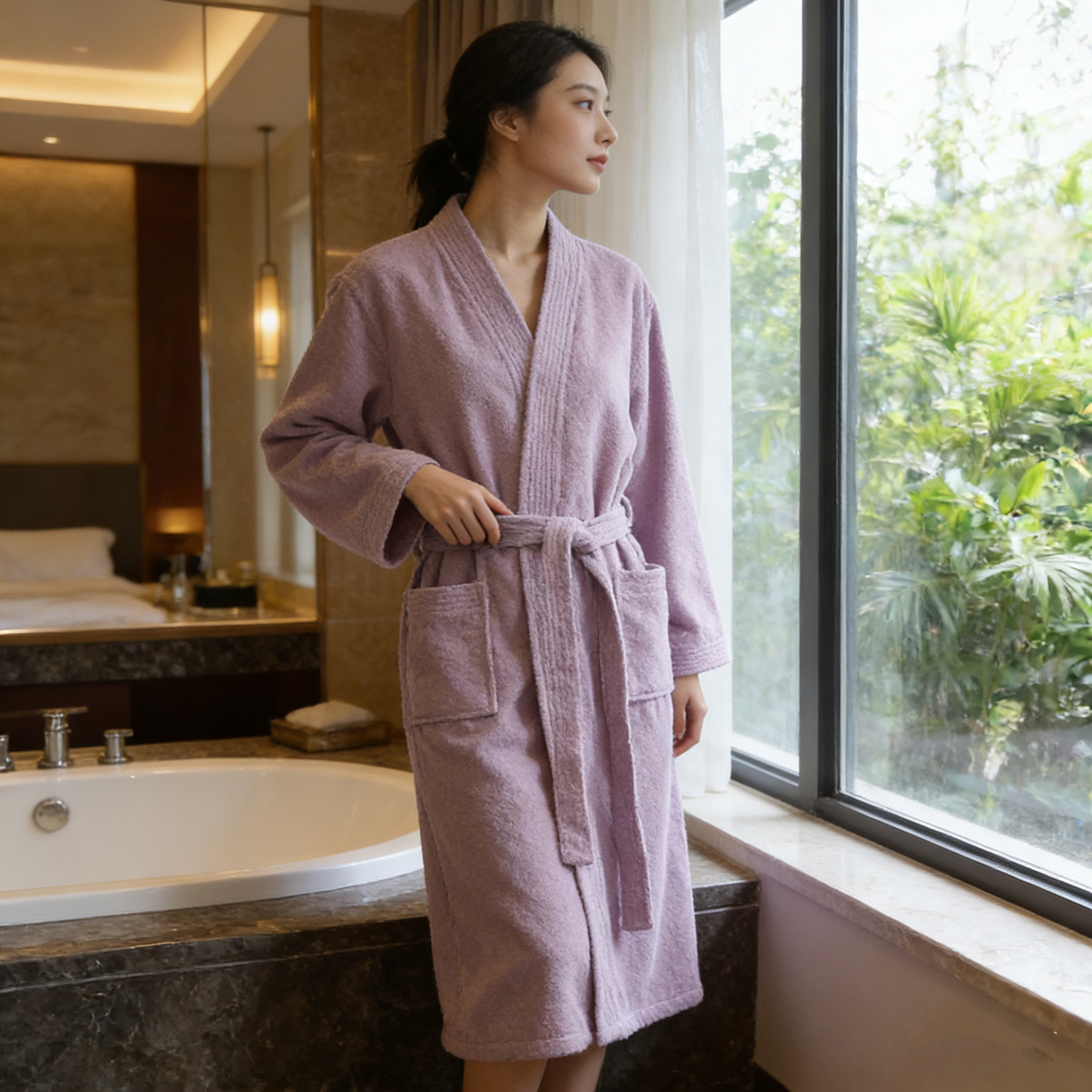 浴袍男纯棉毛巾加厚情侣睡袍女游泳吸水速干秋冬晨袍全棉浴衣四季