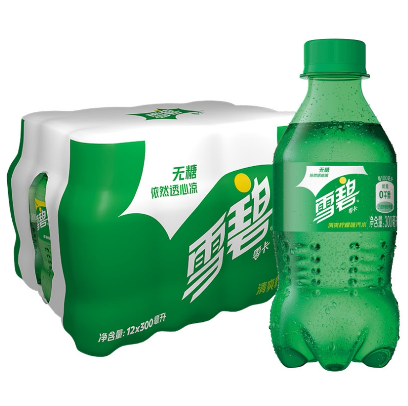 迷你零卡雪碧300ml*24瓶无糖柠檬味汽水碳酸饮料小瓶整箱正品包邮