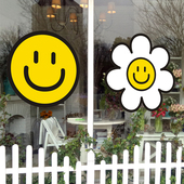 ins网红太阳花朵小笑脸贴纸服装 花店奶茶店铺玻璃门橱窗创意墙贴