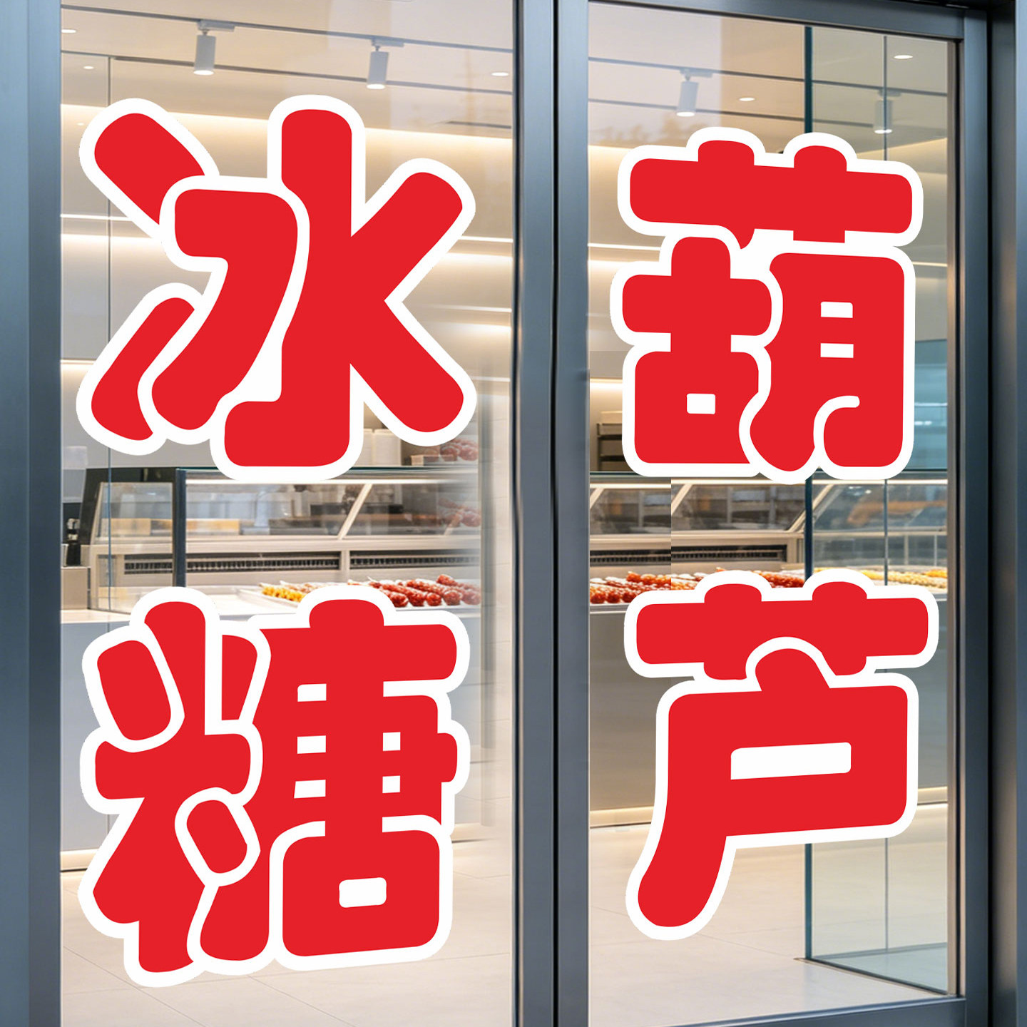 冰糖葫芦玻璃门贴纸网红小吃广告图片
