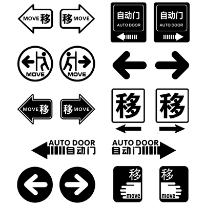 商场店铺玻璃移门贴纸箭头自动门